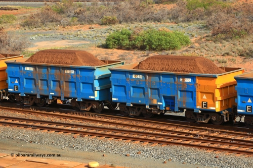 240619 0337
Cape Lambert yard, one of Rio Tinto's blue rakes with spring assisted park brake and only electronic controlled pneumatic [ECP] braking, waggon pair 31685 is a master and is bar coupled to slave waggon 36685 built by China Northen as a Q type in 11/2022. Captured on June 19, 2024.
Keywords: 31685;36685;Q-type;China-Northern;Rio-ore-waggon;