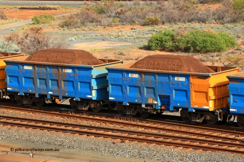 240619 0344
Cape Lambert yard, one of Rio Tinto's blue rakes with spring assisted park brake and only electronic controlled pneumatic [ECP] braking, waggon pair 31550 is a master and is bar coupled to slave waggon 36550 built by China Northen as a Q type in 12/2022. Captured on June 19, 2024.
Keywords: 31550;36550;Q-type;China-Northern;Rio-ore-waggon;