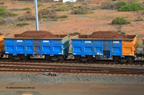 240619 0373
Cape Lambert yard, one of Rio Tinto's blue rakes with spring assisted park brake and only electronic controlled pneumatic [ECP] braking, waggon pair 31463 is a master and is bar coupled to slave waggon 36463 built by China Northen as a Q type in 12/2022. Captured on June 19, 2024.
Keywords: 31463;36463;Q-type;China-Northern;Rio-ore-waggon;