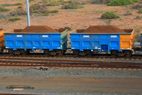 240619 0396
Cape Lambert yard, one of Rio Tinto's blue rakes with spring assisted park brake and only electronic controlled pneumatic [ECP] braking, waggon pair 31670 is a master and is bar coupled to slave waggon 35670 built by China Northen as a Q type in 11/2022. Captured on June 19, 2024.
Keywords: 31670;35670;Q-type;China-Northern;Rio-ore-waggon;