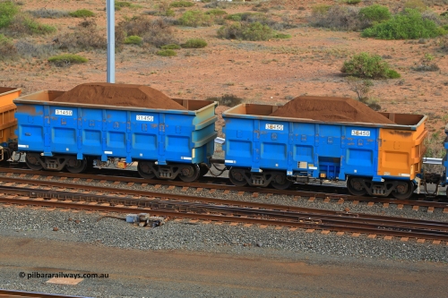240619 0416
Cape Lambert yard, one of Rio Tinto's blue rakes with spring assisted park brake and only electronic controlled pneumatic [ECP] braking, waggon pair 31450 is a master and is bar coupled to slave waggon 36450 built by China Northen as a Q type in 12/2022. Captured on June 19, 2024.
Keywords: 31450;36450;Q-type;China-Northern;Rio-ore-waggon;