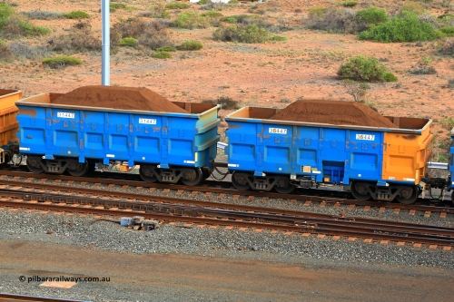 240619 0421
Cape Lambert yard, one of Rio Tinto's blue rakes with spring assisted park brake and only electronic controlled pneumatic [ECP] braking, waggon pair 31447 is a master and is bar coupled to slave waggon 36447 built by China Northen as a Q type in 12/2022. Captured on June 19, 2024.
Keywords: 31447;36447;Q-type;China-Northern;Rio-ore-waggon;