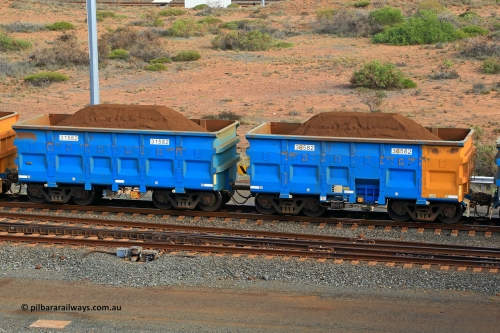 240619 0431
Cape Lambert yard, one of Rio Tinto's blue rakes with spring assisted park brake and only electronic controlled pneumatic [ECP] braking, waggon pair 31582 is a master and is bar coupled to slave waggon 36582 built by China Northen as a Q type in 12/2022. Captured on June 19, 2024.
Keywords: 31582;36582;Q-type;China-Northern;Rio-ore-waggon;