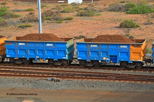 240619 0451
Cape Lambert yard, one of Rio Tinto's blue rakes with spring assisted park brake and only electronic controlled pneumatic [ECP] braking, waggon pair 31566 is a master and is bar coupled to slave waggon 36566 built by China Northen as a Q type in 12/2022. Captured on June 19, 2024.
Keywords: 31566;36566;Q-type;China-Northern;Rio-ore-waggon;