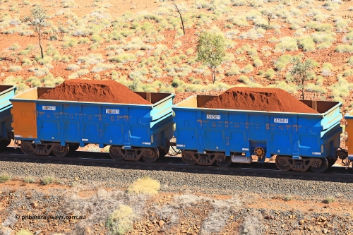 240701 2445
Western Creek, 67 km, one of Rio Tinto's blue rakes with spring assisted park brake and only electronic controlled pneumatic [ECP] braking, waggon pair 31561 is a master and is bar coupled to slave waggon 36561 built by China Northen as a Q type in 12/2022. Captured on July 1, 2024.
Keywords: 31561;36561;Q-type;China-Northern;Rio-ore-waggon;