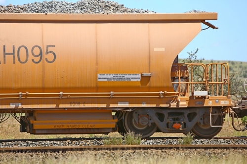 210322 9570
Near Gecko on Rio Tinto's Dampier - Tom Price line is Chinese built ballast waggon BAH 095 on a loaded ballast rake, close up of the B end. Location is roughly [url=https://goo.gl/maps/XZkGLreipQwHrTjw9]here[/url]. 22nd March 2021.
Keywords: BAH-type;BAH095;Rio-ballast-waggon;
