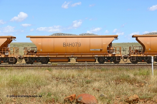 210322 9571
Near Gecko on Rio Tinto's Dampier - Tom Price line is Chinese built ballast waggon BAH 079 on a loaded ballast rake. Location is roughly [url=https://goo.gl/maps/XZkGLreipQwHrTjw9]here[/url]. 22nd March 2021.
Keywords: BAH-type;BAH079;Rio-ballast-waggon;