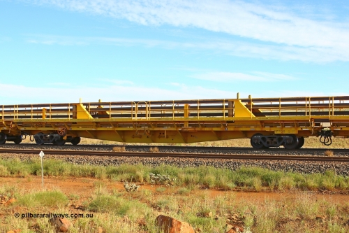 RTW019 210510 1101
Near Gull on the Rio Tinto Dampier - Tom Price line at the 101.5 km, RTW type intermediate rail waggon RTW 019 on Rio Tinto's Gemco Rail built rail train consist. May 10, 2021. [url=https://goo.gl/maps/9WbRn1E4vP6a1YbN8]Location[/url].
Keywords: RTW-type;RTW019;Gemco-Rail-WA;