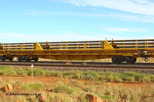 RTW009 210510 1111
Near Gull on the Rio Tinto Dampier - Tom Price line at the 101.5 km, RTW type intermediate rail waggon RTW 009 on Rio Tinto's Gemco Rail built rail train consist. May 10, 2021. [url=https://goo.gl/maps/9WbRn1E4vP6a1YbN8]Location[/url].
Keywords: RTW-type;RTW009;Gemco-Rail-WA;