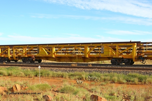 RTS003 210510 1117
Near Gull on the Rio Tinto Dampier - Tom Price line at the 101.5 km, RTS type straddle crane carrying rail waggon RTS 003 on Rio Tinto's Gemco Rail built rail train consist. May 10, 2021. [url=https://goo.gl/maps/9WbRn1E4vP6a1YbN8]Location[/url].
Keywords: RTS-type;RTS003;Gemco-Rail-WA;