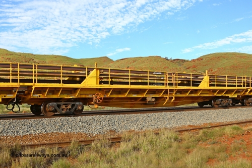 RTW017 210510 1136
Near Galah on the Rio Tinto Dampier - Tom Price line at the 89.5 km, RTW type intermediate rail waggon RTW 017 on Rio Tinto's Gemco Rail built rail train consist. May 10, 2021. [url=https://goo.gl/maps/tSmgEtp7gcG7x24b9]Location[/url].
Keywords: RTW-type;RTW017;Gemco-Rail-WA