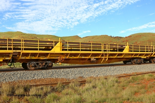 RTW013 210510 1140
Near Galah on the Rio Tinto Dampier - Tom Price line at the 89.5 km, RTW type intermediate rail waggon RTW 013 on Rio Tinto's Gemco Rail built rail train consist. May 10, 2021. [url=https://goo.gl/maps/tSmgEtp7gcG7x24b9]Location[/url].
Keywords: RTW-type;RTW013;Gemco-Rail-WA