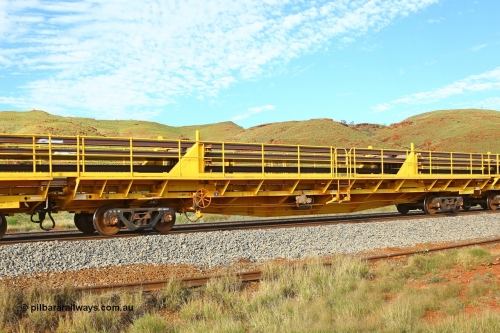 RTW009 210510 1144
Near Galah on the Rio Tinto Dampier - Tom Price line at the 89.5 km, RTW type intermediate rail waggon RTW 009 on Rio Tinto's Gemco Rail built rail train consist. May 10, 2021. [url=https://goo.gl/maps/tSmgEtp7gcG7x24b9]Location[/url].
Keywords: RTW-type;RTW009;Gemco-Rail-WA