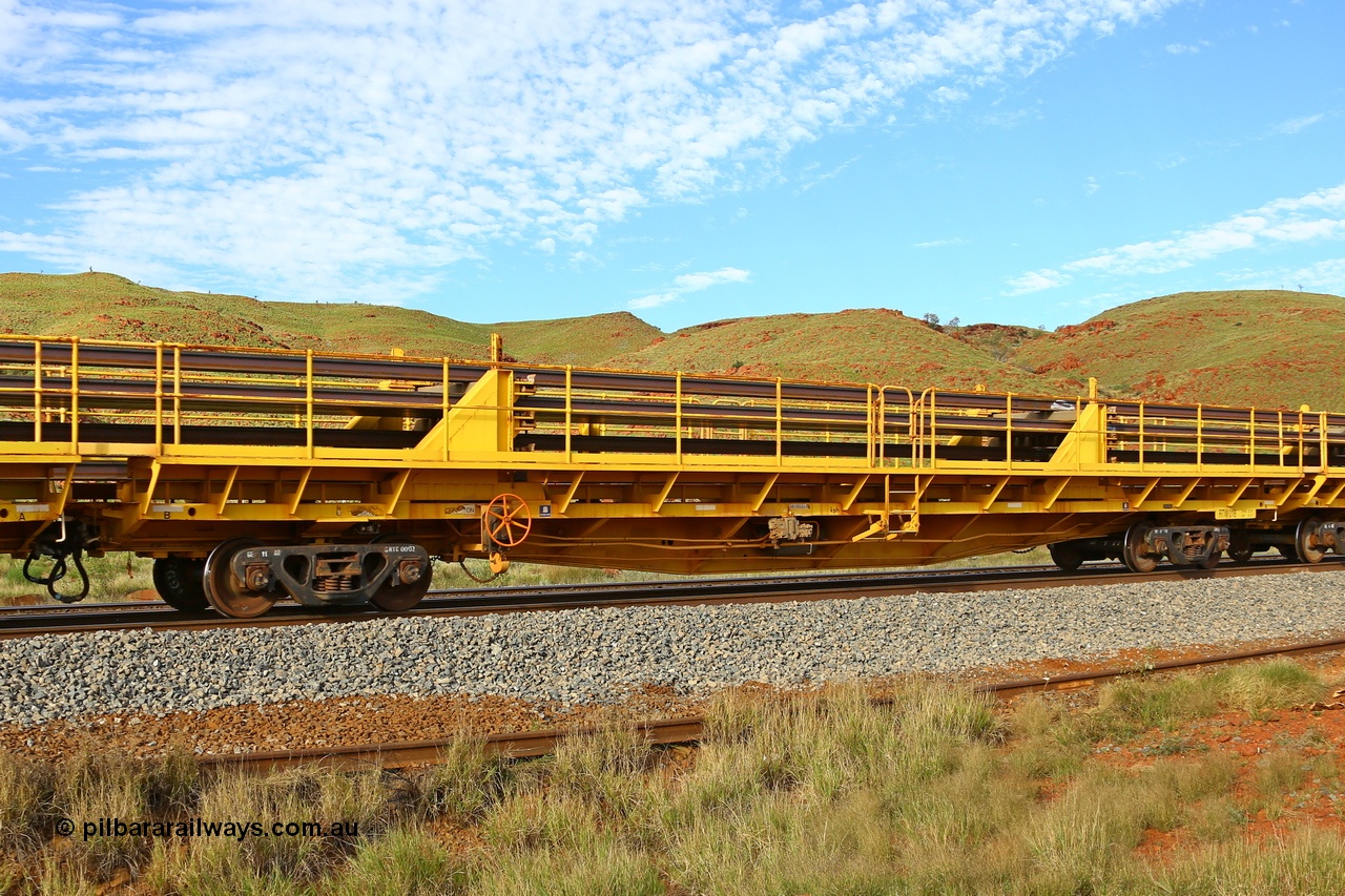 210510 1137
Near Galah on the Rio Tinto Dampier - Tom Price line at the 89.5 km, RTW type intermediate rail waggon RTB 016 on Rio Tinto's Gemco Rail built rail train consist. 10th May 2021. [url=https://goo.gl/maps/tSmgEtp7gcG7x24b9]Location[/url].
Keywords: RTW-type;RTW016;Gemco-Rail-WA;