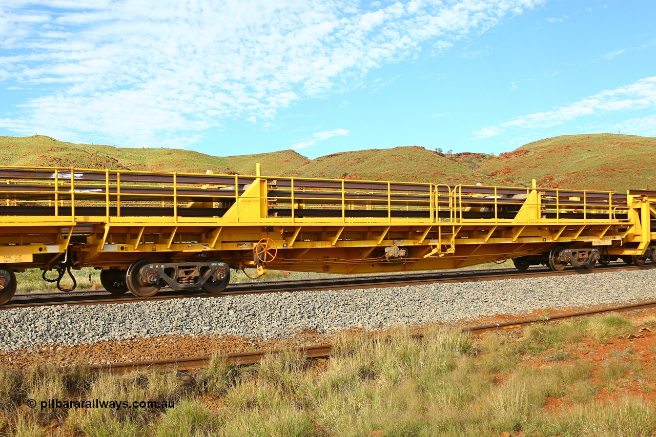 210510 1149
Near Galah on the Rio Tinto Dampier - Tom Price line at the 89.5 km, RTW type intermediate rail waggon RTB 004 on Rio Tinto's Gemco Rail built rail train consist. 10th May 2021. [url=https://goo.gl/maps/tSmgEtp7gcG7x24b9]Location[/url].
Keywords: RTW-type;RTW004;Gemco-Rail-WA;