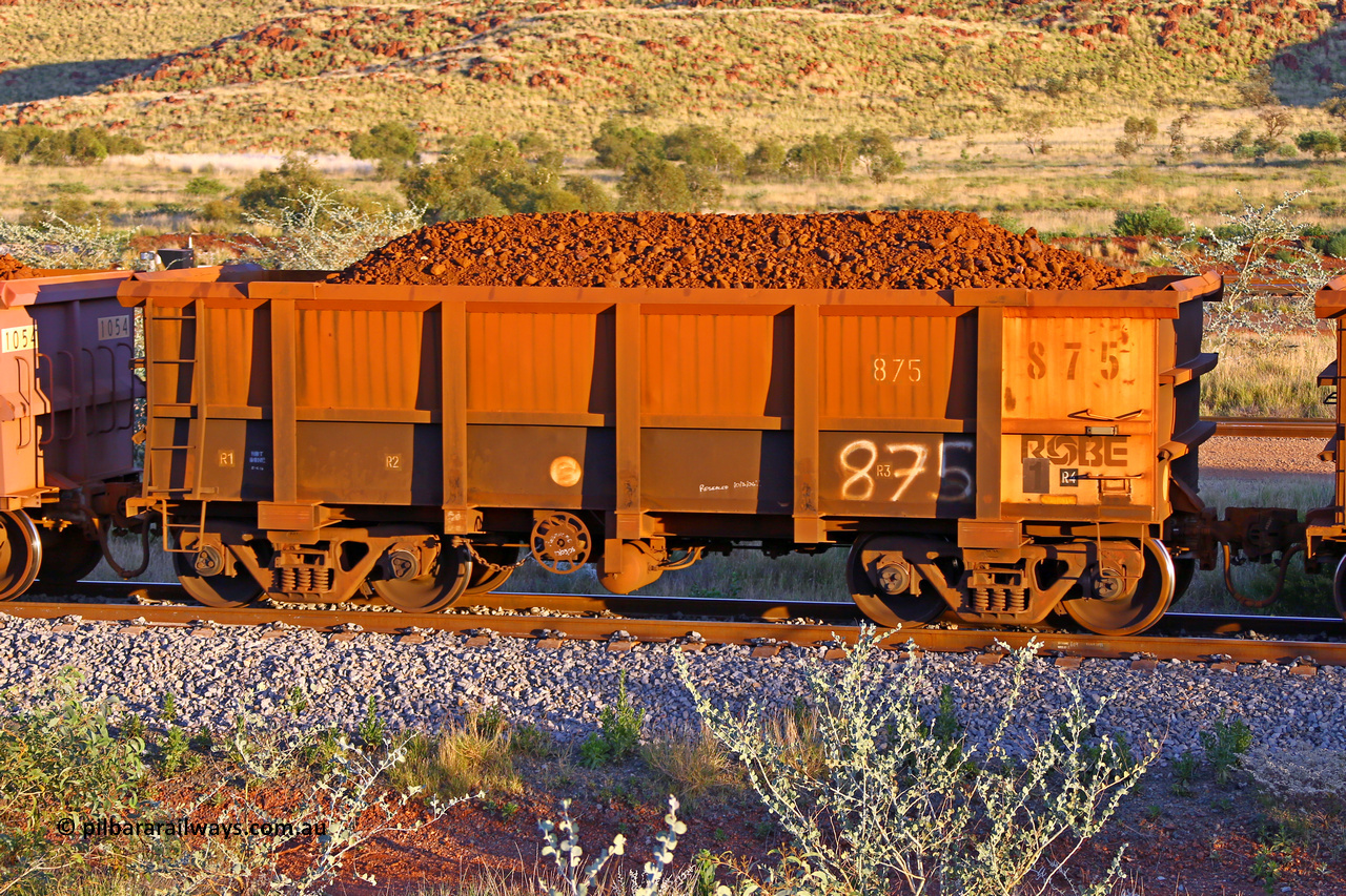 0875 170513 8652
Robe River ore waggon 875, built by Centurion Industries WA, handbrake side loaded view, Cape Lambert yard, May 13, 2017.
Keywords: 875;Centurion-Industries-WA;Robe-ore-waggon;