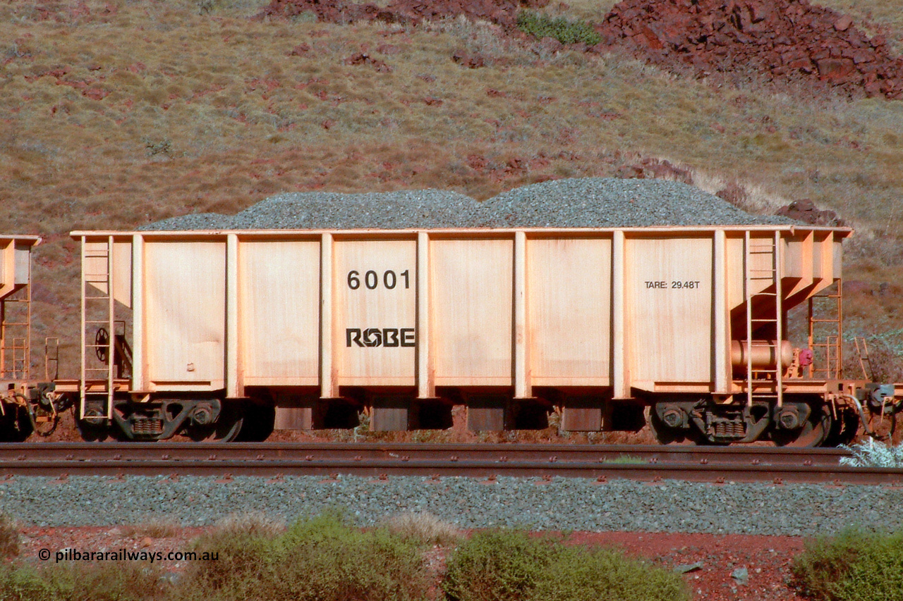 6001 041014 154950
Robe River ballast waggon 6001, built by Tomlinson Steel WA, Cape Lambert yard. 1549 hours, October 14, 2004.
Keywords: 6001;Tomlinson-Steel-WA;Robe-ballast-waggon;