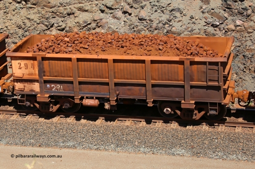 0294 160306 1670
Robe River ore waggon 294, built by Nippon Sharyo Nihon, fixed coupler non-handbrake side loaded view at the 45 km, Harding Siding on the Cape Lambert line. March 6, 2016.
Keywords: 294;Nippon-Sharyo-Nihon;Robe-ore-waggon;