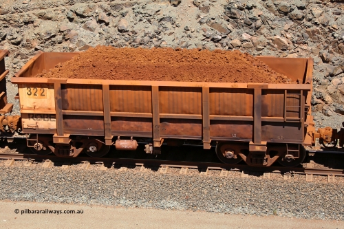 0322 160306 1589
Robe River ore waggon 322, built by Nippon Sharyo Nihon, fixed coupler non-handbrake side loaded view at the 45 km, Harding Siding on the Cape Lambert line. March 6, 2016.
Keywords: 322;Nippon-Sharyo-Nihon;Robe-ore-waggon;