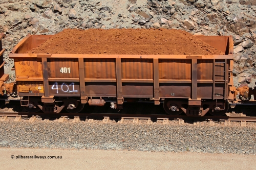 0401 160306 1549
Robe River ore waggon 401, built by Tomlinson Steel WA, fixed coupler non-handbrake side loaded view at the 45 km, Harding Siding on the Cape Lambert line. March 6, 2016.
Keywords: 401;Tomlinson-Steel-WA;Robe-ore-waggon;
