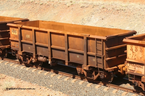 0496 160306 1302
Robe River ore waggon 496, built by Tomlinson Steel WA, fixed coupler non-handbrake side empty view at Greenpool on the Cape Lambert line. March 6, 2016.
Keywords: 496;Tomlinson-Steel-WA;Robe-ore-waggon;