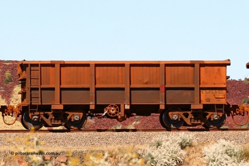 0601 060722 7443
Robe River ore waggon 601, built by Tomlinson Steel WA, handbrake side empty view at the 45.4 km just south of Harding Siding on the Cape Lambert line. July 22, 2006.
Keywords: 601;Tomlinson-Steel-WA;Robe-ore-waggon;