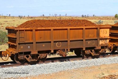 0752 170729 0203
Robe River ore waggon 752, built by Tomlinson Steel WA, fixed coupler handbrake side loaded view at the 103 km, between Maitland Siding and the Fortescue River on the Deepdale line. July 29, 2017.
Keywords: 752;Tomlinson-Steel-WA;Robe-ore-waggon;