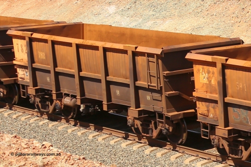 0782 160306 1324
Robe River ore waggon 782, built by Centurion Industries WA, fixed coupler non-handbrake side empty view at Greenpool on the Cape Lambert line. March 6, 2016.
Keywords: 782;Centurion-Industries-WA;Robe-ore-waggon;