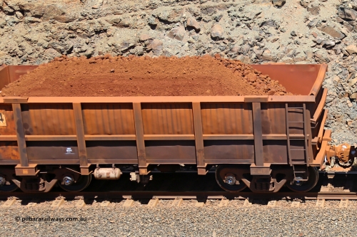 0804 160306 1508
Robe River ore waggon 804, built by Centurion Industries WA, fixed coupler non-handbrake side loaded view, at the 45 km, Harding Siding on the Cape Lambert line. March 6, 2016.
Keywords: 804;Centurion-Industries-WA;Robe-ore-waggon;