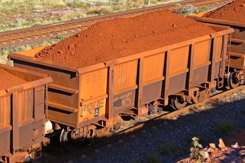 0955 210322 9691
Robe River ore waggon 955, built by Centurion Industries  WA, rotary coupler end non-handbrake side loaded view at the 17 km on the Cape Lambert line, March 22, 2021.
Keywords: 955;Centurion-Industries-WA;Robe-ore-waggon;
