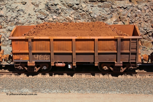 0964 160306 1514
Robe River ore waggon 964, built by Centurion Industries WA, fixed coupler non-handbrake side loaded view, at the 45 km, Harding Siding on the Cape Lambert line. March 6, 2016.
Keywords: 964;Centurion-Industries-WA;Robe-ore-waggon;