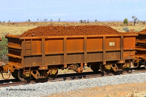 0966 170729 0201
Robe River ore waggon 966, built by Centurion Industries WA, fixed coupler handbrake side loaded view at the 103 km, between Maitland Siding and the Fortescue River on the Deepdale line. July 29, 2017.
Keywords: 966;Centurion-Industries-WA;Robe-ore-waggon;