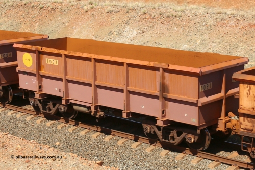 1091 160306 1307
Robe River ore waggon 1084, built by Bradken Rail Qld in May 2012, fixed coupler non-handbrake side empty view at Greenpool on the Cape Lambert line. March 6, 2016.
Keywords: 1091;Bradken-Rail-Qld;Robe-ore-waggon;