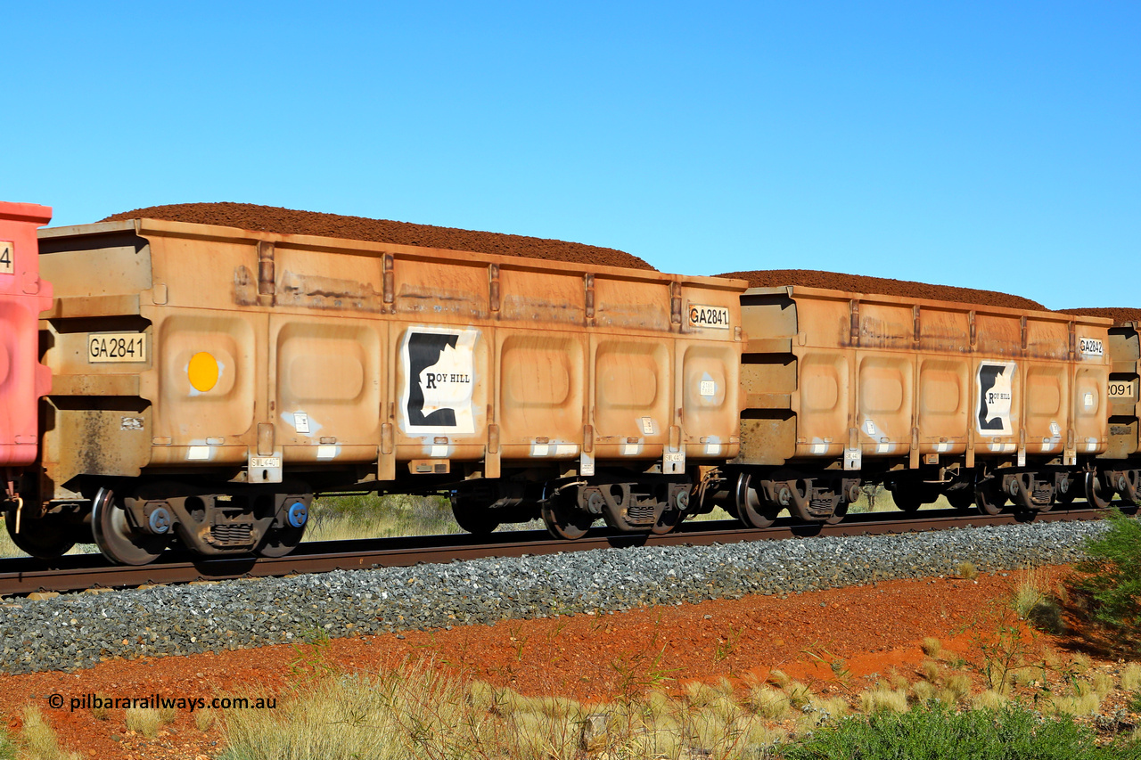 250501 0370
At the 88.448 km, just south of HPPL crossing loop on the Roy Hill line, loaded Roy Hill waggon pair GA 2841 - GA 2842, built in China by CSR Yangtze as an CCK138 model ore waggon. May 1, 2025.
Keywords: GA-type;GA2841-GA2842;CSR-Yangtze;CCK138;