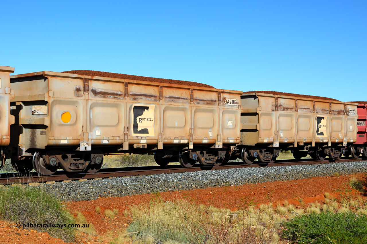 250501 0424
At the 88.448 km, just south of HPPL crossing loop on the Roy Hill line, loaded Roy Hill waggon pair GA 2169 - GA 2170, built in China by CSR Yangtze as an CCK138 model ore waggon. May 1, 2025.
Keywords: GA-type;GA2169-GA2170;CSR-Yangtze;CCK138