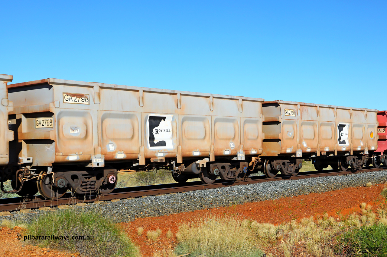 250501 0448
At the 88.448 km, just south of HPPL crossing loop on the Roy Hill line, empty Roy Hill waggon pair GA 2197 - GA 2798, built in China by CSR Yangtze as an CCK138 model ore waggon. May 1, 2025.
Keywords: GA-type;GA2197-GA2798;CSR-Yangtze;CCK138;