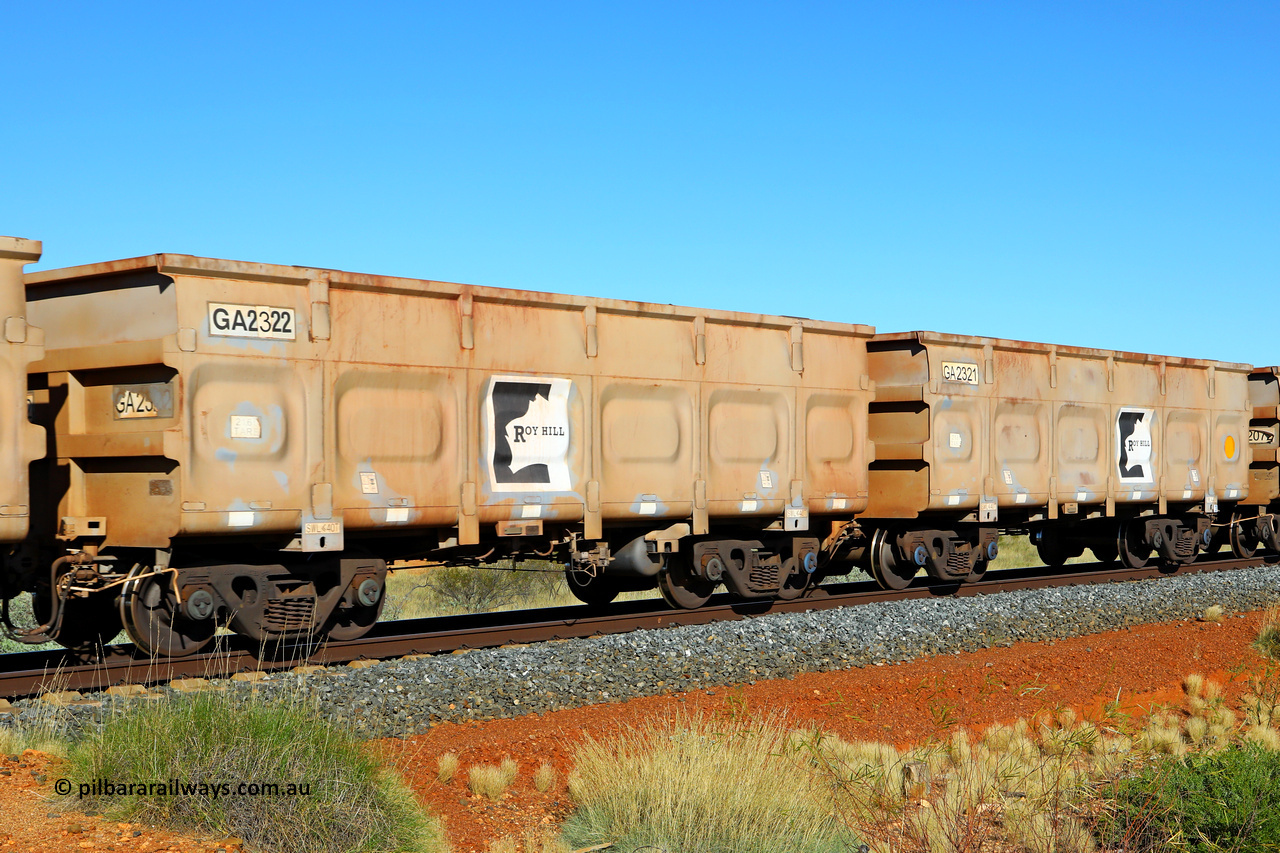 250501 0453
At the 88.448 km, just south of HPPL crossing loop on the Roy Hill line, empty Roy Hill waggon pair GA 2321 - GA 2322, built in China by CSR Yangtze as an CCK138 model ore waggon. May 1, 2025.
Keywords: GA-type;GA2321-GA2322;CSR-Yangtze;CCK138;