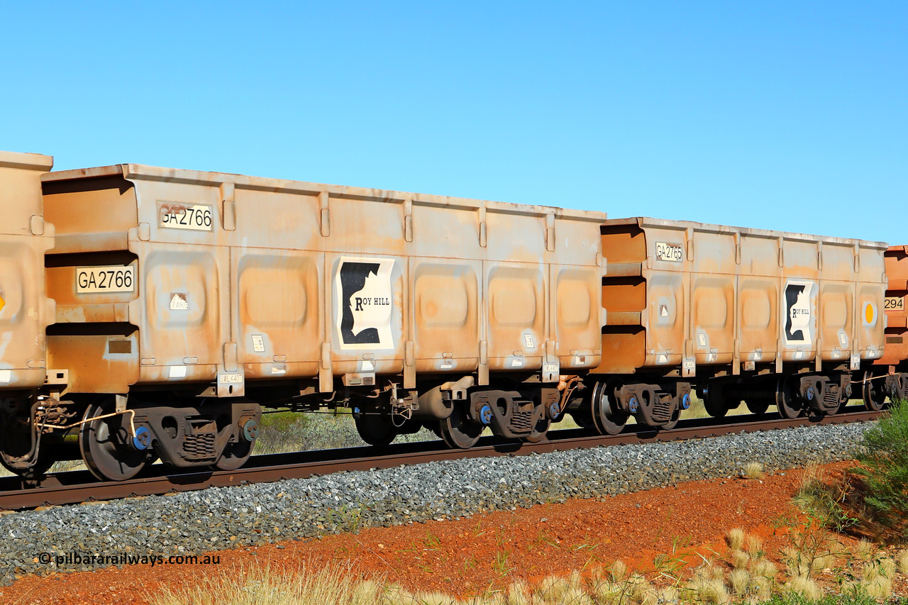 250501 0519
At the 88.448 km, just south of HPPL crossing loop on the Roy Hill line, empty Roy Hill waggon pair GA 2765 - GA 2766, built in China by CSR Yangtze as an CCK138 model ore waggon. May 1, 2025.
Keywords: GA-type;GA2765-GA2766;CSR-Yangtze;CCK138;