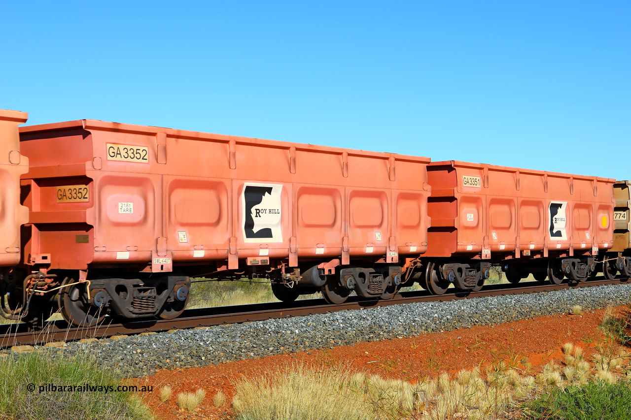 250501 0538
At the 88.448 km, just south of HPPL crossing loop on the Roy Hill line, empty Roy Hill waggon pair GA 3351 - GA 3352, built in China by CRRC Yangtze as an CCK138 model ore waggon in Breast Cancer Awareness pink livery. May 1, 2025
Keywords: GA-type;GA3351-GA3352;CRRC-Yangtze;CCK138;