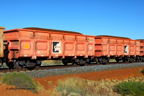 250501 0344
At the 88.448 km, just south of HPPL crossing loop on the Roy Hill line, loaded Roy Hill waggon pair GA 3383 - GA 3384, built in China by CRRC Yangtze as an CCK138 model ore waggon in Breast Cancer Awareness pink livery. May 1, 2025.
Keywords: GA-type;GA3383-GA3384;CRRC-Yangtze;CCK138;Roy-Hill-ore-waggon;