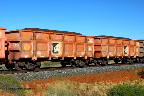 250501 0346
At the 88.448 km, just south of HPPL crossing loop on the Roy Hill line, loaded Roy Hill waggon pair GA 3243 - GA 2444, built in China by CSR Yangtze as an CCK138 model ore waggon in Breast Cancer Awareness pink livery. May 1, 2025.
Keywords: GA-type;GA3243-GA2444;CSR-Yangtze;CCK138;