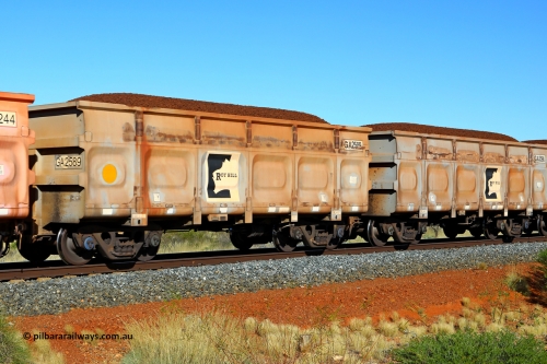 250501 0347
At the 88.448 km, just south of HPPL crossing loop on the Roy Hill line, loaded Roy Hill waggon pair GA 2589 - GA 2590, built in China by CSR Yangtze as an CCK138 model ore waggon. May 1, 2025.
Keywords: GA-type;GA2589-GA2590;CSR-Yangtze;CCK138;