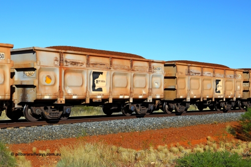 250501 0360
At the 88.448 km, just south of HPPL crossing loop on the Roy Hill line, loaded Roy Hill waggon pair GA 2601 - GA 2602, built in China by CSR Yangtze as an CCK138 model ore waggon. May 1, 2025.
Keywords: GA-type;GA2601-GA2602;CSR-Yangtze;CCK138;