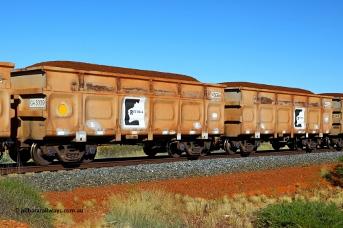 250501 0367
At the 88.448 km, just south of HPPL crossing loop on the Roy Hill line, loaded Roy Hill waggon pair GA 3009 - GA 3010, built in China by CSR Yangtze as an CCK138 model ore waggon. May 1, 2025.
Keywords: GA-type;GA3009-GA3010;CSR-Yangtze;CCK138;