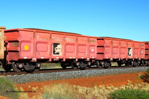 250501 0415
At the 88.448 km, just south of HPPL crossing loop on the Roy Hill line, loaded Roy Hill waggon pair GA 3613 - GA 3614, built in China by CRRC Yangtze as an CCK138 model ore waggon in Breast Cancer Awareness pink livery. May 1, 2025.
Keywords: GA-type;GA3613-GA3614;CRRC-Yangtze;CCK138