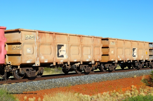 250501 0462
At the 88.448 km, just south of HPPL crossing loop on the Roy Hill line, empty Roy Hill waggon pair GA 2647 - GA 2648, built in China by CSR Yangtze as an CCK138 model ore waggon. May 1, 2025.
Keywords: GA-type;GA2647-GA2648;CSR-Yangtze;CCK138;
