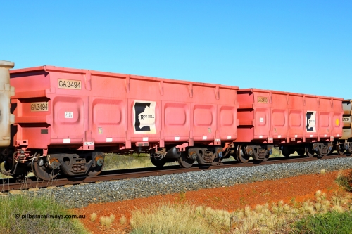 250501 0466
At the 88.448 km, just south of HPPL crossing loop on the Roy Hill line, empty Roy Hill waggon pair GA 3493 - GA 3494, built in China by CRRC Yangtze as an CCK138 model ore waggon in Breast Cancer Awareness pink livery. May 1, 2025.
Keywords: GA-type;GA3493-GA3494;CRRC-Yangtze;CCK138;