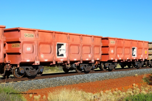 250501 0484
At the 88.448 km, just south of HPPL crossing loop on the Roy Hill line, empty Roy Hill waggon pair GA 3355 - GA 3356, built in China by CRRC Yangtze as an CCK138 model ore waggon in Breast Cancer Awareness pink livery. May 1, 2025.
Keywords: GA-type;GA3355-GA3356;CRRC-Yangtze;CCK138