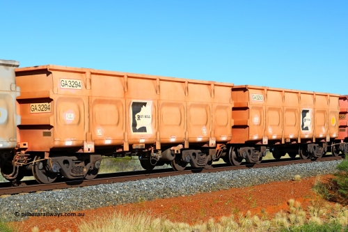 250501 0518
At the 88.448 km, just south of HPPL crossing loop on the Roy Hill line, empty Roy Hill waggon pair GA 3293 - GA 3294, built in China by CRRC Yangtze as an CCK138 model ore waggon in Breast Cancer Awareness pink livery. May 1, 2025
Keywords: GA-type;GA3293-GA3294;CRRC-Yangtze;CCK138;