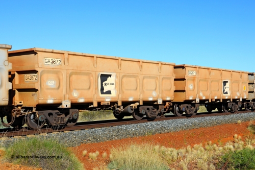 250501 0529
At the 88.448 km, just south of HPPL crossing loop on the Roy Hill line, empty Roy Hill waggon pair GA 2871 - GA 2872, built in China by CSR Yangtze as an CCK138 model ore waggon. May 1, 2025.
Keywords: GA-type;GA2871-GA2872;CSR-Yangtze;CCK138;